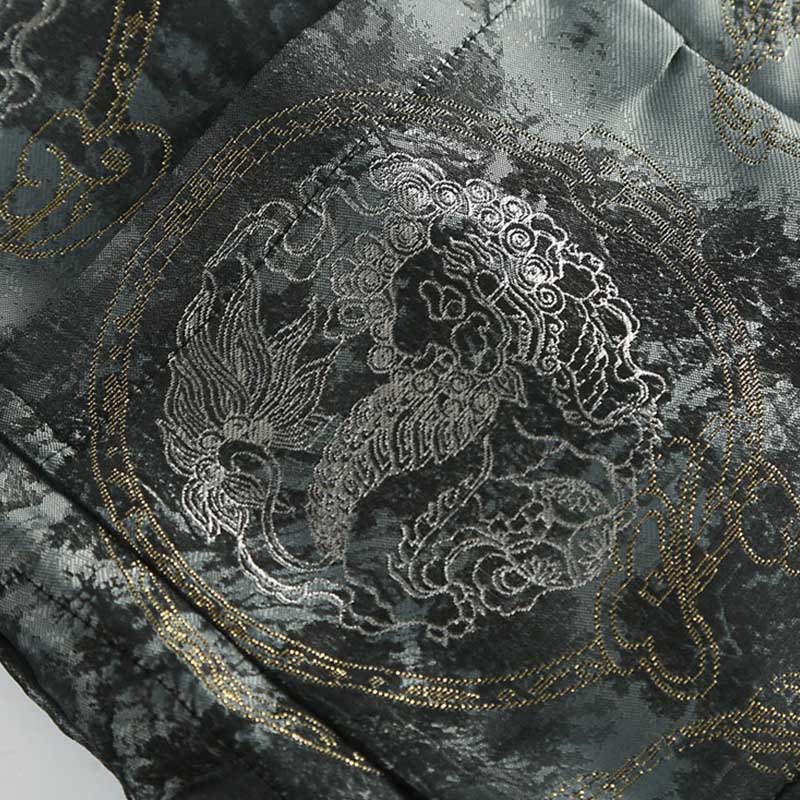 Chaqueta de manga larga con botones de rana y bolsillos para hombre, con Buddha Stones Kirin - image 9