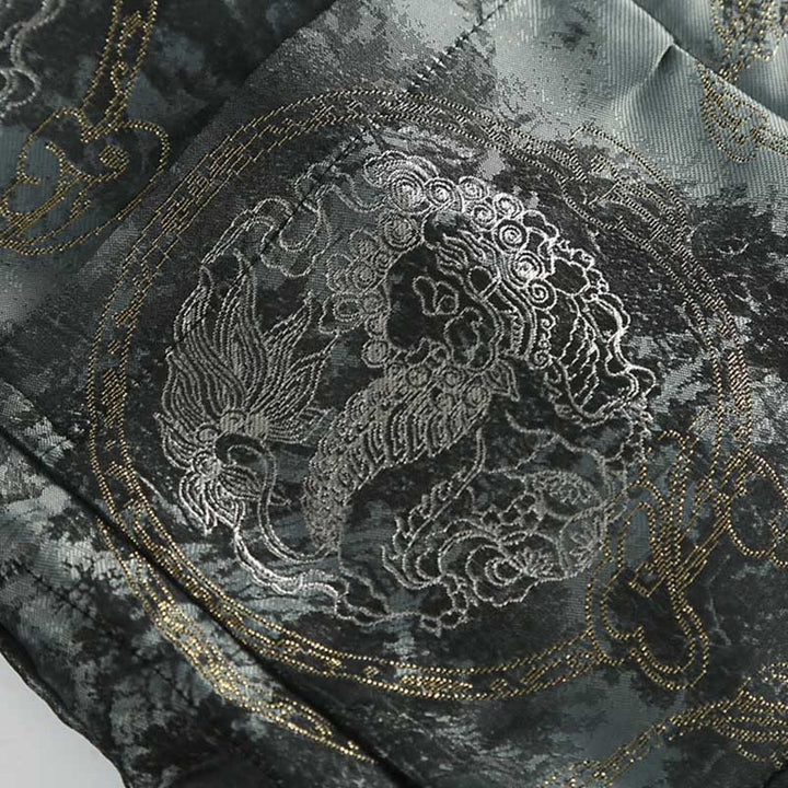 Chaqueta de manga larga con botones de rana y bolsillos para hombre, con Buddha Stones Kirin - image 9