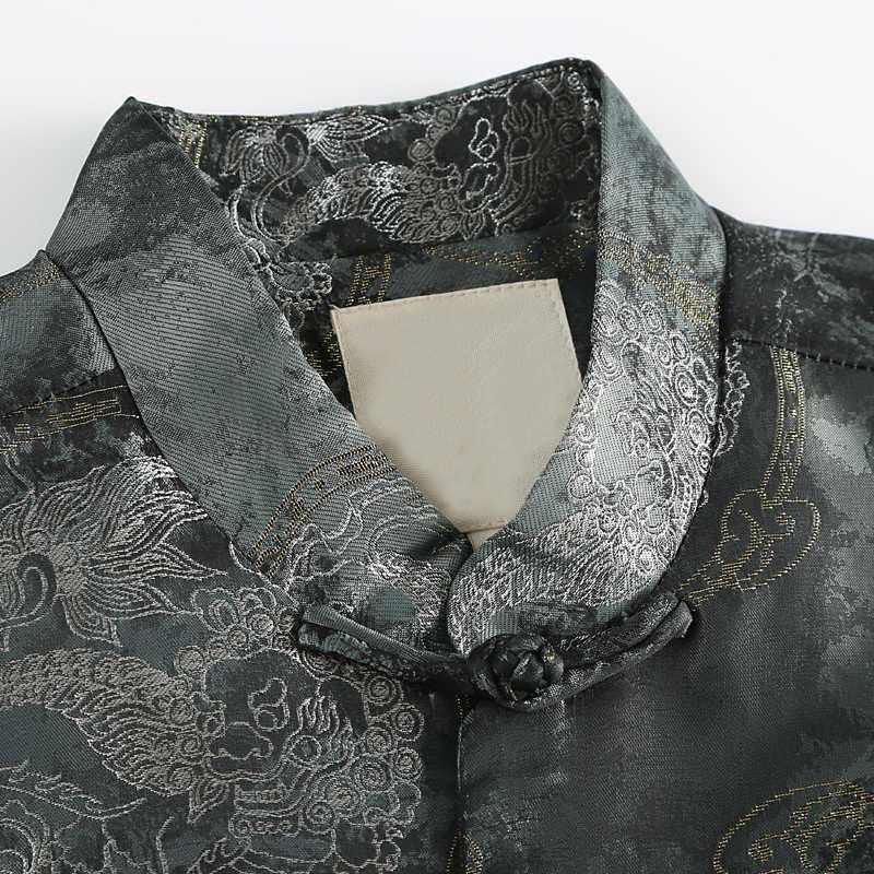 Chaqueta de manga larga con botones de rana y bolsillos para hombre, con Buddha Stones Kirin - image 3