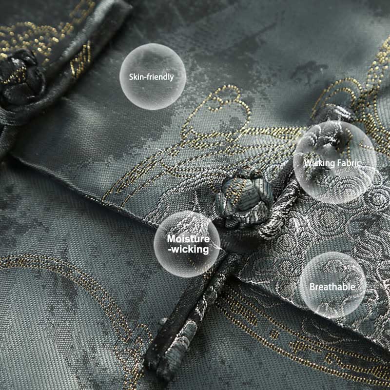 Chaqueta de manga larga con botones de rana y bolsillos para hombre, con Buddha Stones Kirin - image 5