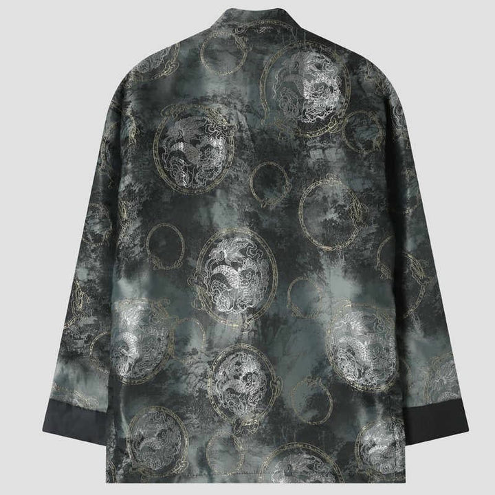 Chaqueta de manga larga con botones de rana y bolsillos para hombre, con Buddha Stones Kirin - image 1