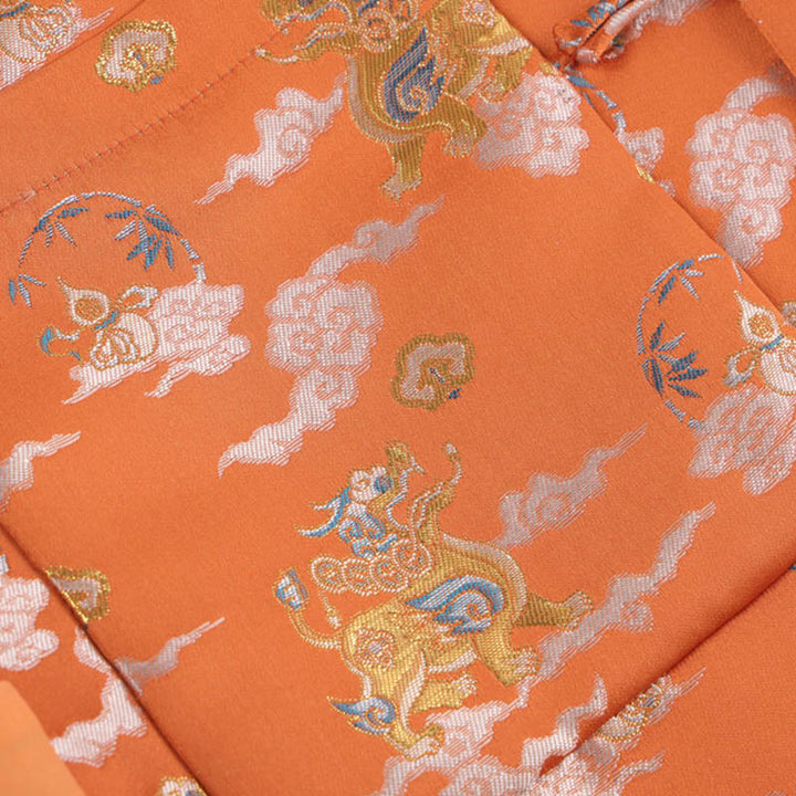 Chaqueta de manga larga para hombre con bolsillos, diseño de rana y botones, con Buddha Stones, kirin naranja y nubes auspiciosas - image 7