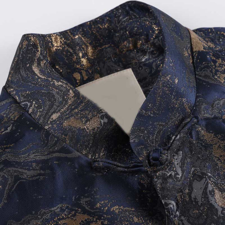 Chaqueta de manga larga con botones de rana y bolsillos para hombre, con Buddha Stones, montañas de agua azul que fluyen - image 4