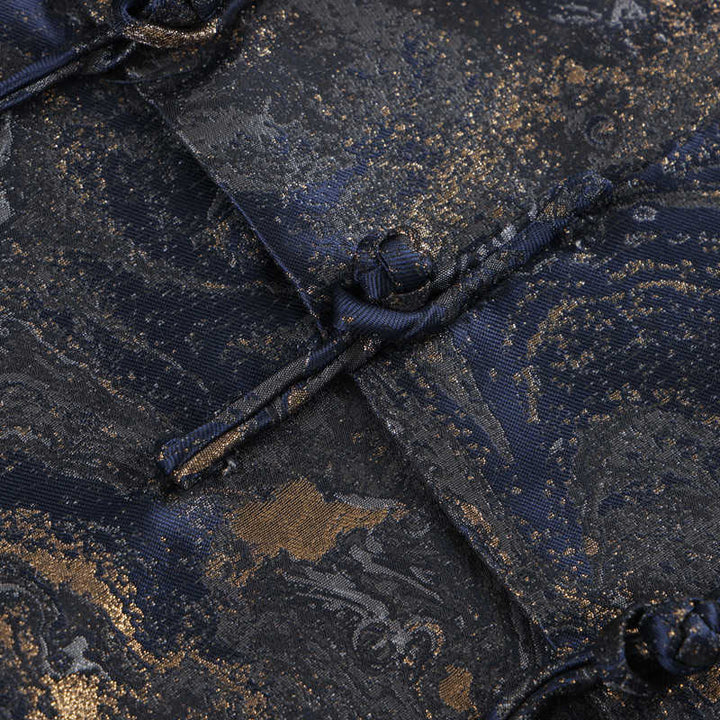 Chaqueta de manga larga con botones de rana y bolsillos para hombre, con Buddha Stones, montañas de agua azul que fluyen - image 7