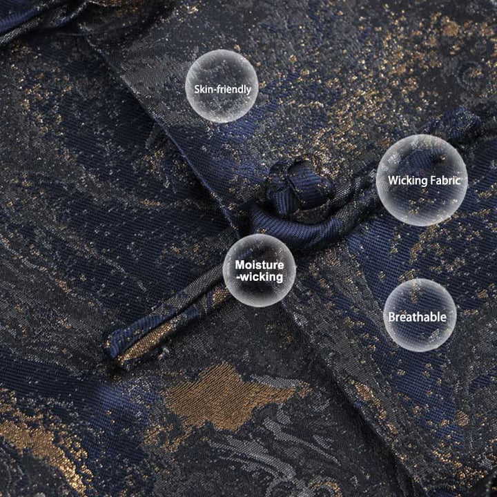 Chaqueta de manga larga con botones de rana y bolsillos para hombre, con Buddha Stones, montañas de agua azul que fluyen - image 6