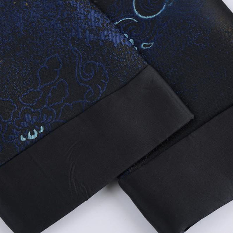 Chaqueta de manga larga con botones de rana y bolsillos para hombre con Buddha Stones, flores azules del desierto dorado - image 11