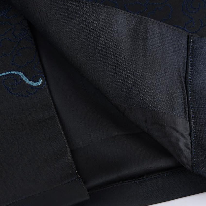 Chaqueta de manga larga con botones de rana y bolsillos para hombre con Buddha Stones, flores azules del desierto dorado - image 9