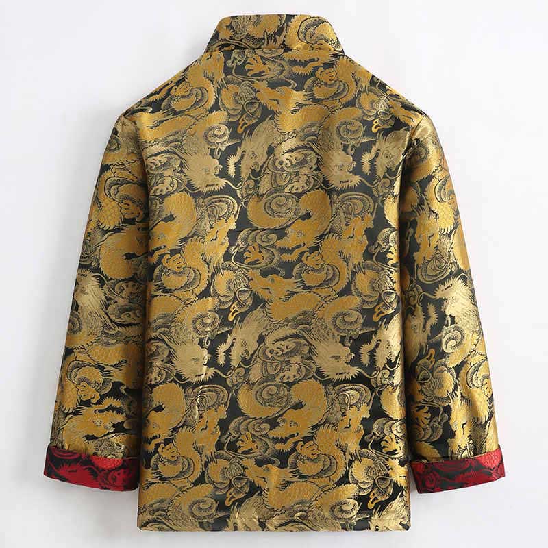 Chaqueta de hombre de manga larga con botones de rana, cálida, jacquard, con diseño de dragón de invierno y Buddha Stones, con bolsillos - image 2