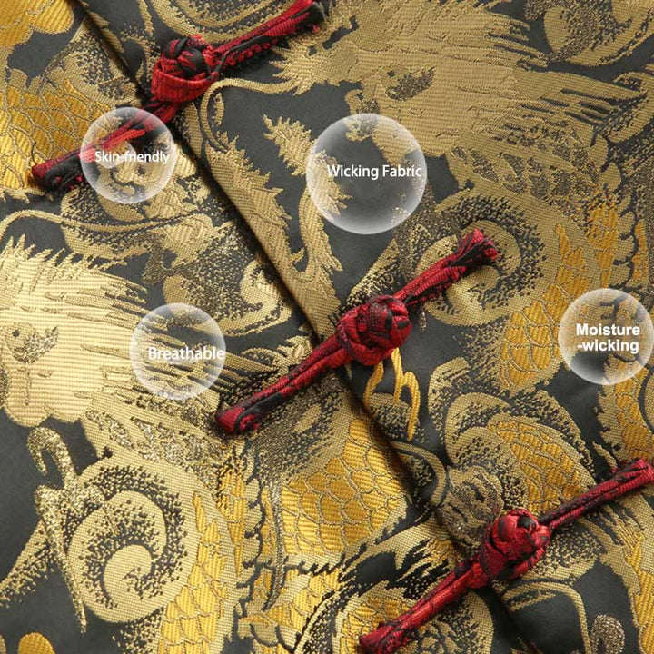 Chaqueta de hombre de manga larga con botones de rana, cálida, jacquard, con diseño de dragón de invierno y Buddha Stones, con bolsillos - image 6