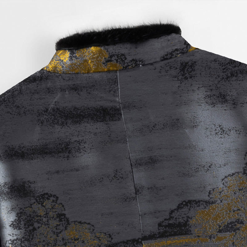 Chaqueta de manga larga con botones de rana para hombre, con bolsillos, con Buddha Stones, edificios antiguos, árboles - image 6