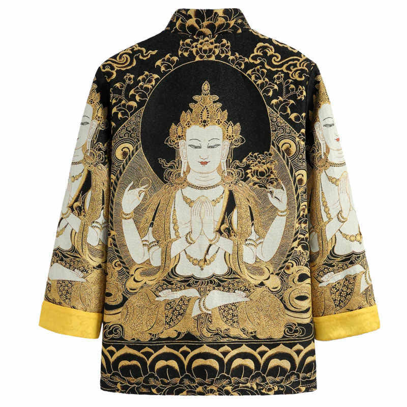 Chaqueta de manga larga con botones de rana para hombre , con Buddha Stones, Avalokiteshvara y Guanyin - image 1