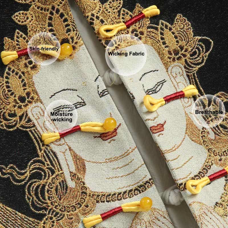 Chaqueta de manga larga con botones de rana para hombre , con Buddha Stones, Avalokiteshvara y Guanyin - image 5