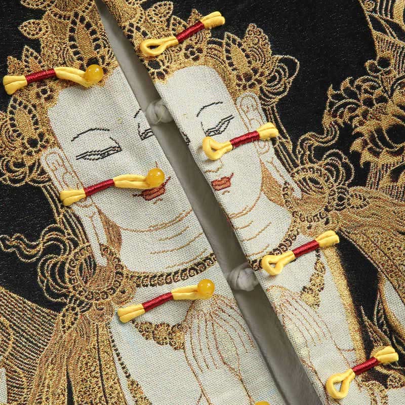 Chaqueta de manga larga con botones de rana para hombre , con Buddha Stones, Avalokiteshvara y Guanyin - image 6