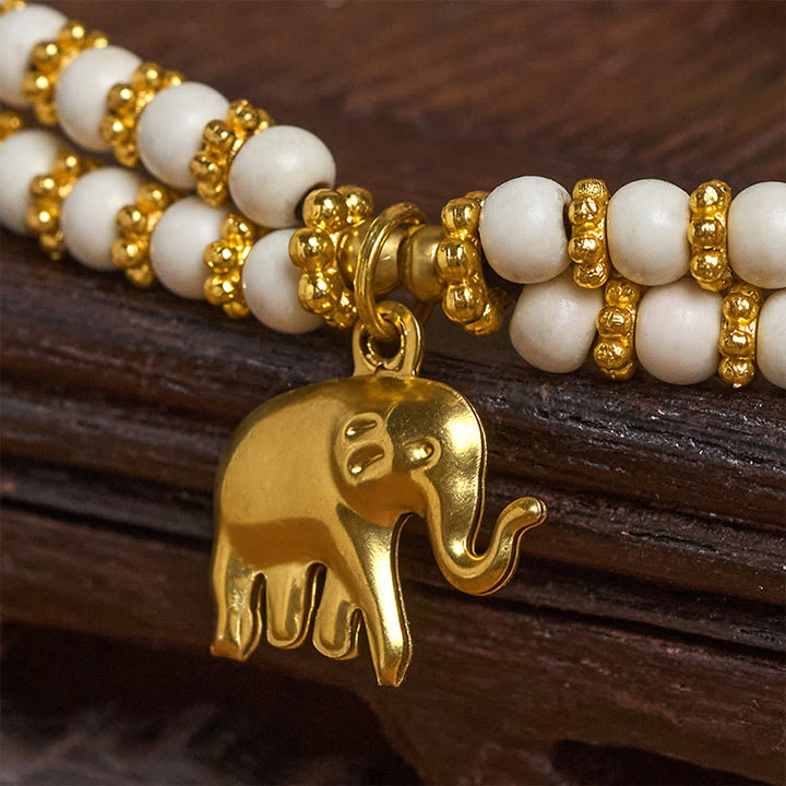 Pulsera de cobre chapado en doble capa con Buddha Stones , turquesa y elefante, para la suerte - image 4