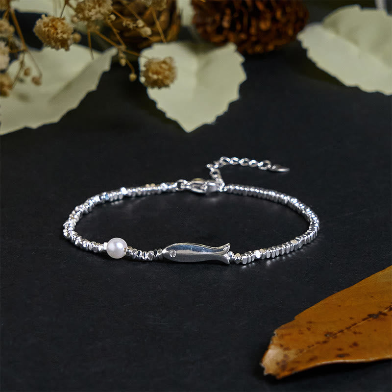 Pulsera de la suerte con perlas de pez koi y Buddha Stones bañadas en cobre y plata - image 1