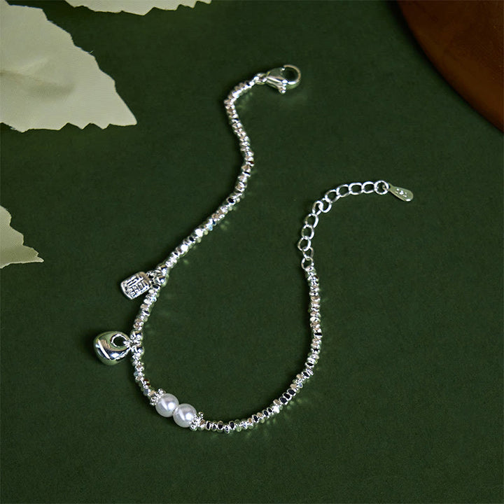 Pulsera de bendición con perla y monedero con símbolo Fu de plata bañada en cobre y Buddha Stones - image 2