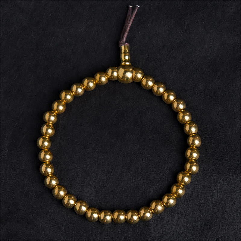 Pulsera de riqueza con cuentas de latón y cobre puro tibetano retro con Buddha Stones - image 1