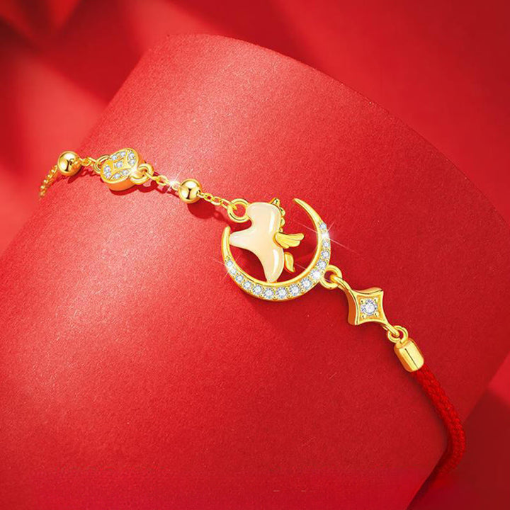 Pulsera de cuerda roja con circón y Buddha Stones, jade hetiano, año del caballo, plata de ley 925 - image 2