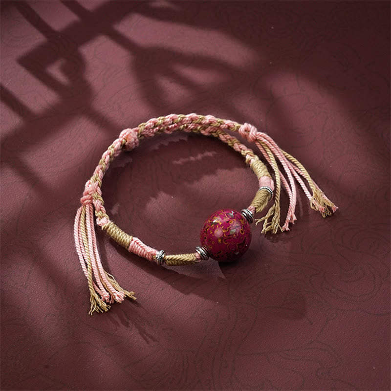 Pulsera de hilo trenzado multicolor con cuentas lacadas de Buddha Stones - Rosa claro - image 3