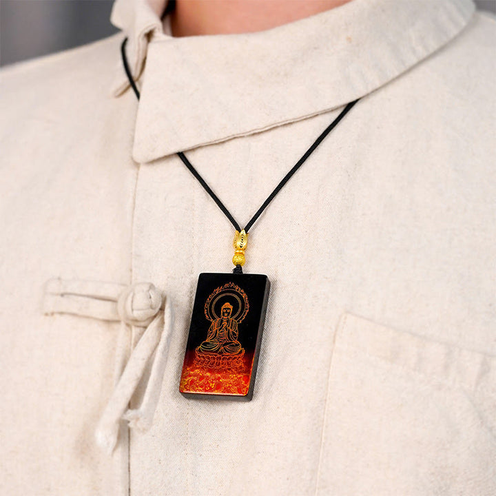 Collar con colgante de sándalo artesanal lacado con Buddha Stones , símbolo del zodíaco chino, Buda Fu - image 27