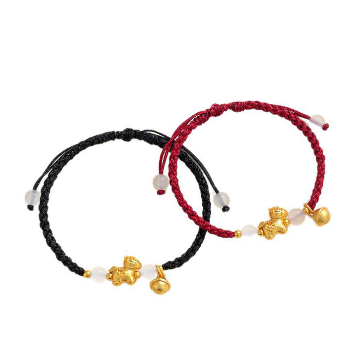Pulsera trenzada con Buddha Stones, Año del Caballo, hilo rojo y ágata blanca - image 14