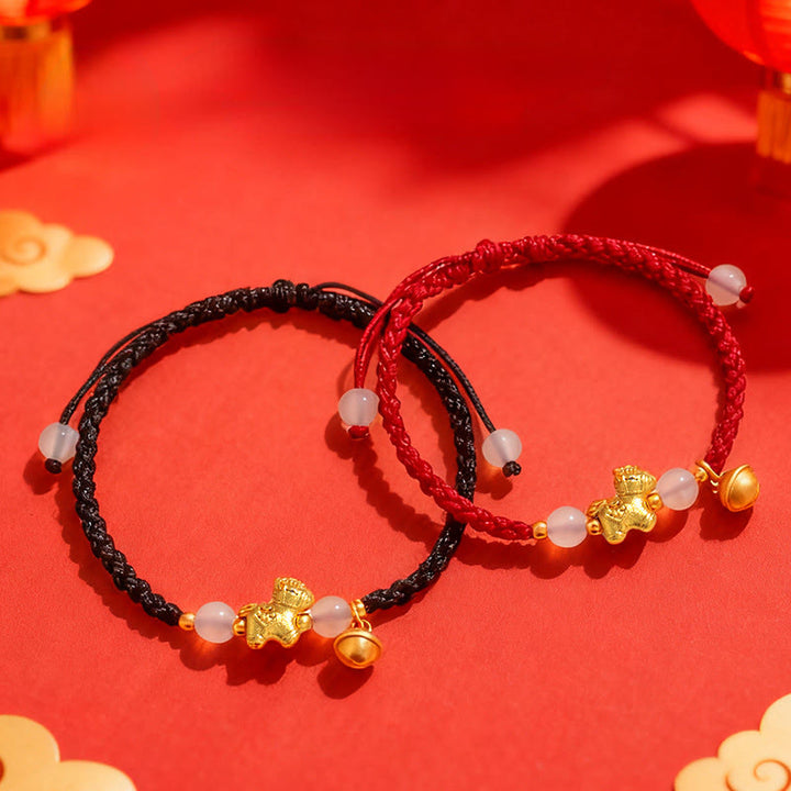 Pulsera trenzada con Buddha Stones, Año del Caballo, hilo rojo y ágata blanca - image 13