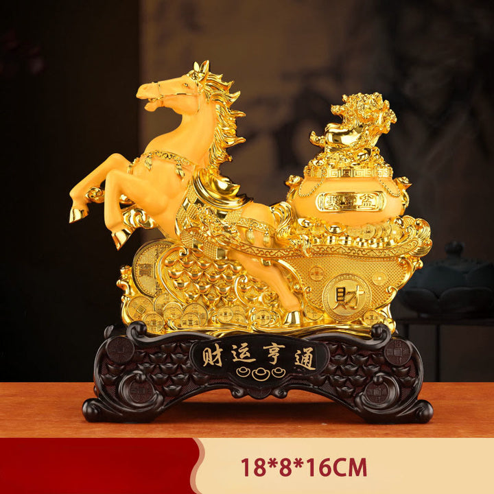 Buddha Stones "Buena Fortuna" Cuenco del Tesoro del Año del Caballo Lingotes Resina de Riqueza Decoración del Hogar - Cuenco del tesoro de caballo 18*8*16 cm - image 1