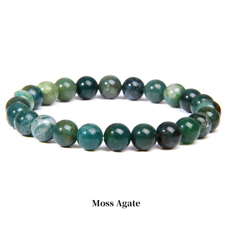 Pulsera de cuentas curativas de cuarzo con piedra natural de piedras de Buddha Stones - 8 mm - Ágata musgosa - image 29