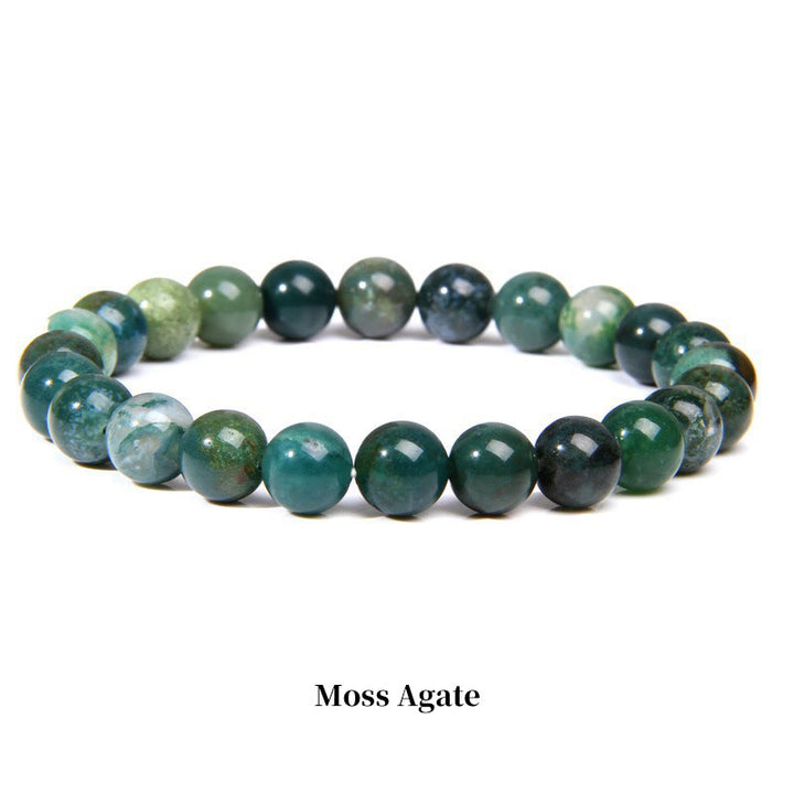 Pulsera de cuentas curativas de cuarzo con piedra natural de piedras de Buddha Stones - 8 mm - Ágata musgosa - image 29