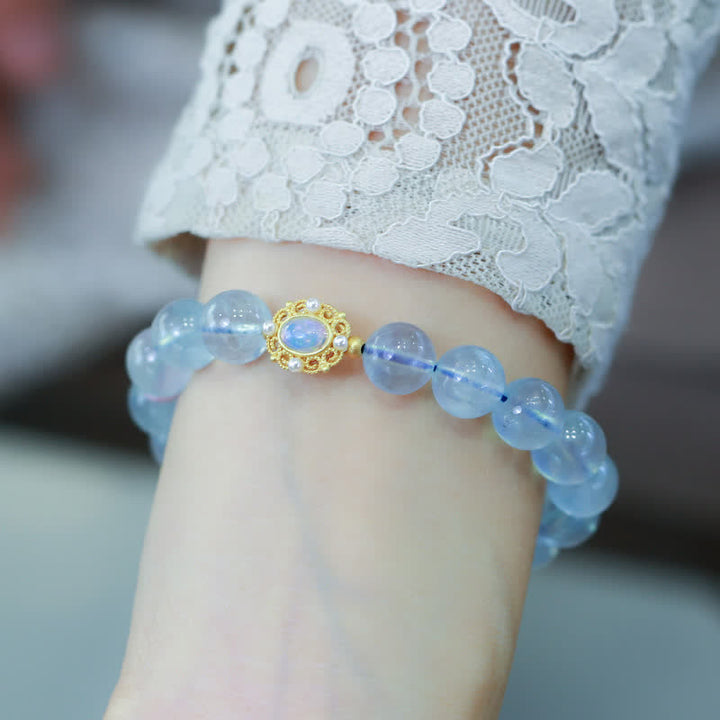 Pulsera con dijes curativos, cuentas de perlas de ágata roja, aguamarina natural, Buddha Stones