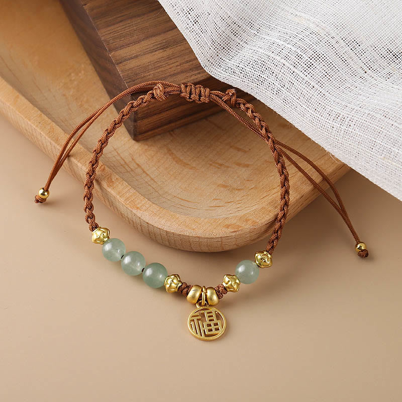 Pulsera de cuerda con Buddha Stones , personaje Fu