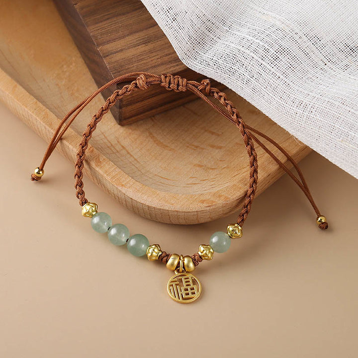 Pulsera de cuerda con Buddha Stones , personaje Fu