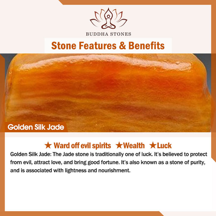 Brazalete de pulsera de riqueza de suerte de jade de seda dorada natural