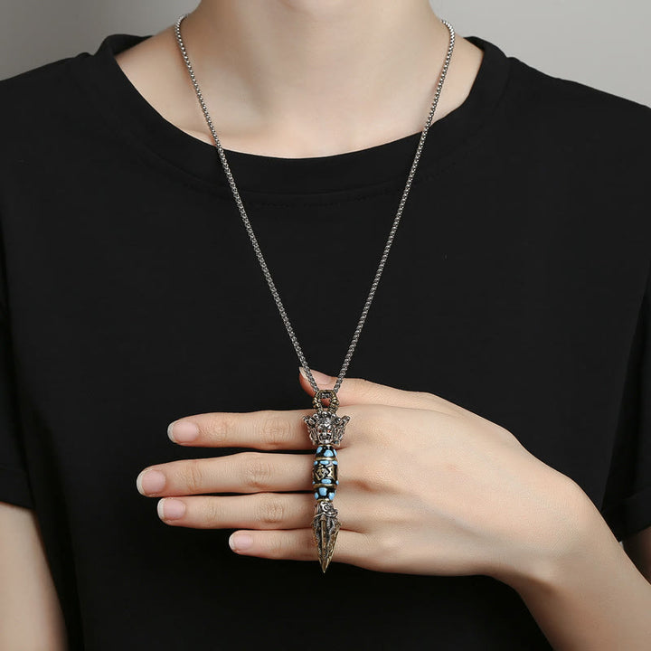 Buddha Stones Tíbet Om Mani Padme Hum Dzi cuenta Dorje Vajra patrón riqueza colgante de collar giratorio - image 4