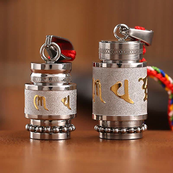 Buddha Stones Tíbet Om Mani Padme Hum Shurangama Mantra Titanio Acero Sabiduría Amuleto Collar Colgante - image 25