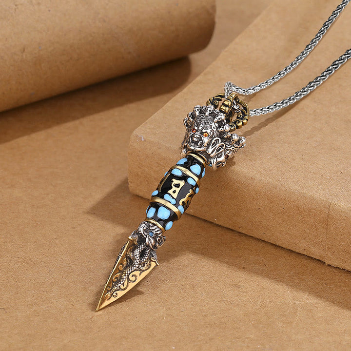 Buddha Stones Tíbet Om Mani Padme Hum Dzi cuenta Dorje Vajra patrón riqueza colgante de collar giratorio - image 8