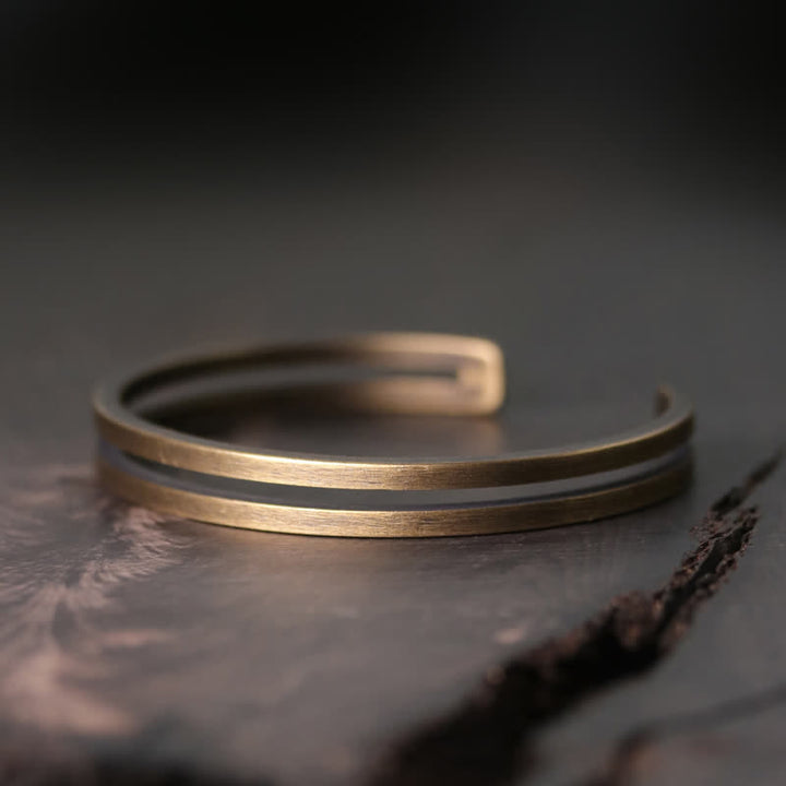 Pulsera vikinga de la suerte de cobre rústico con Buddha Stones