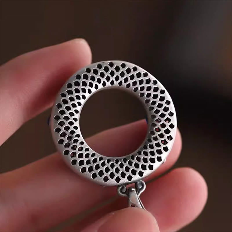 Colgante de collar con colgante de cobre con hebilla de paz y pez Koi, Buddha Stones