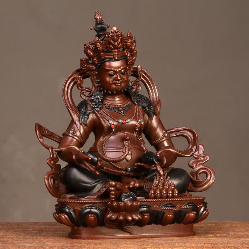 Estatuilla amarilla de Jambhala Bodhisattva, estatua de cobre de compasión, decoración para el hogar y la Oficina