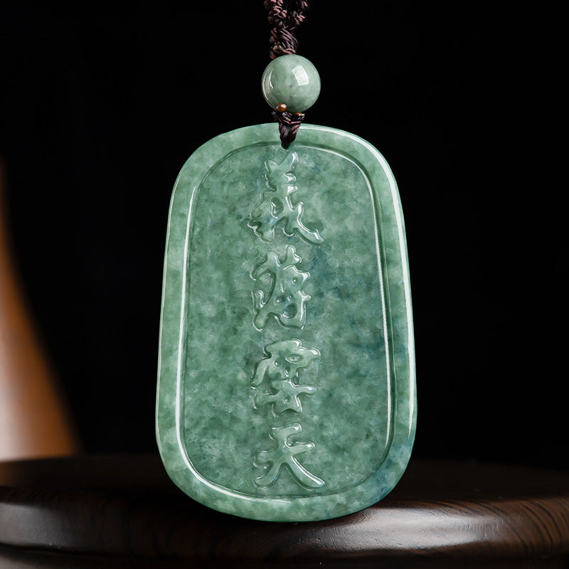 Colgante de collar de riqueza de amuleto de Guan Gong de jade natural