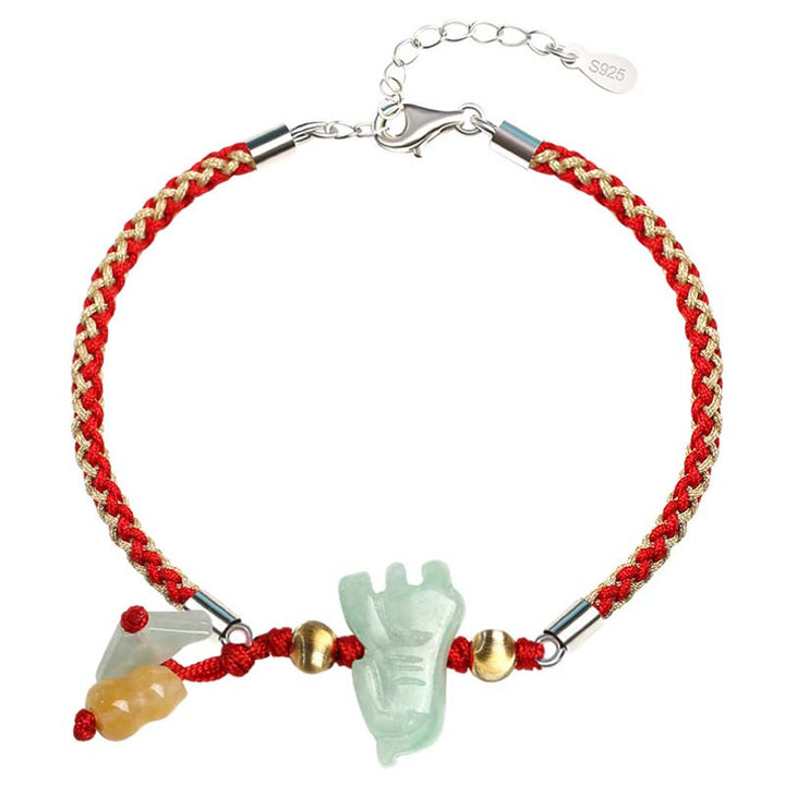 Tobillera con pulsera de hilo rojo de prosperidad de Jade del zodíaco chino con Buddha Stones - image 16