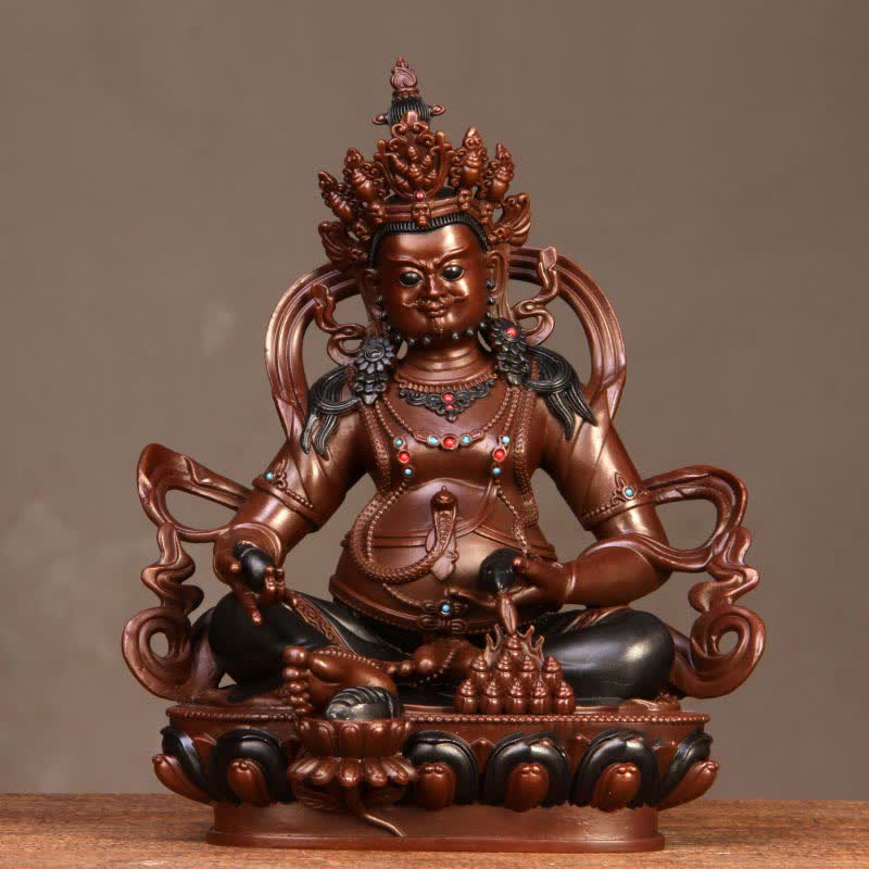 Estatuilla amarilla de Jambhala Bodhisattva, estatua de cobre de compasión, decoración para el hogar y la Oficina