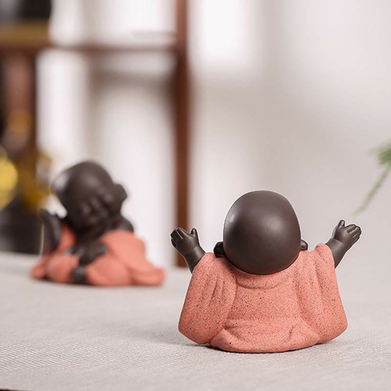 Buddha Stones siempre sonriendo, Buda riéndose, riqueza, suerte, arcilla púrpura, estatua de Maitreya, decoración