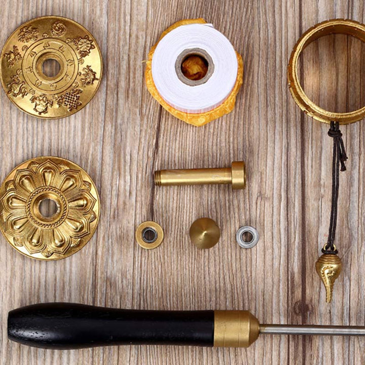 Rueda de oración tibetana, seis palabras verdaderas, decoración de meditación de cobre