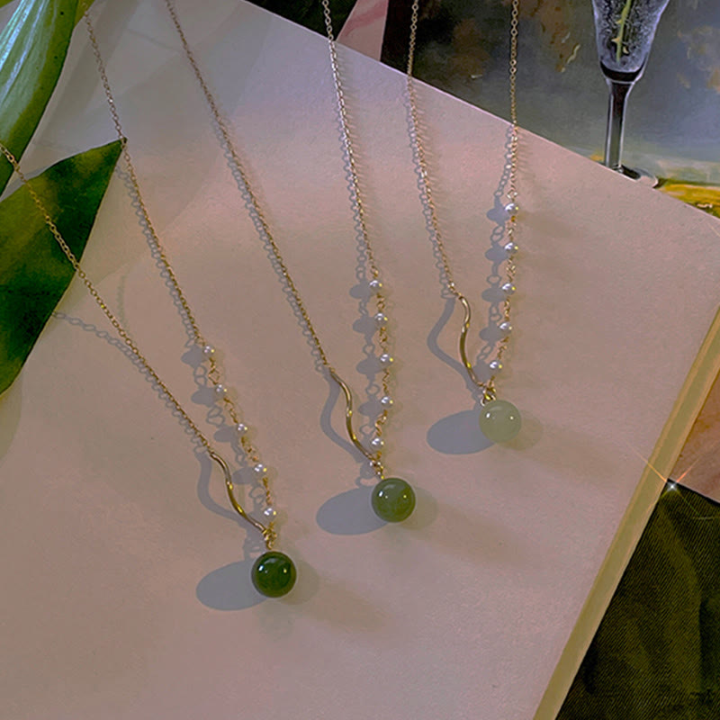 Piedras de BudaColgante de collar de cuentas de suerte de perlas de jade natural de Hetian