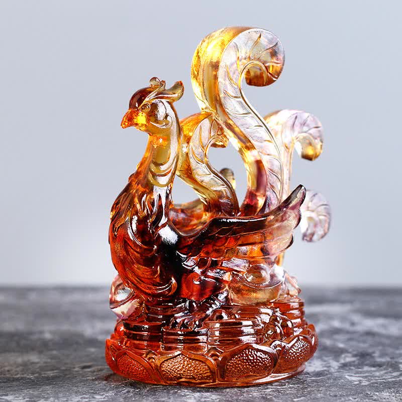 Buddha Stones Feng Shui, cuatro símbolos, dragón azul, pieza de arte de cristal Liuli hecha a mano, decoración para el hogar y la Oficina