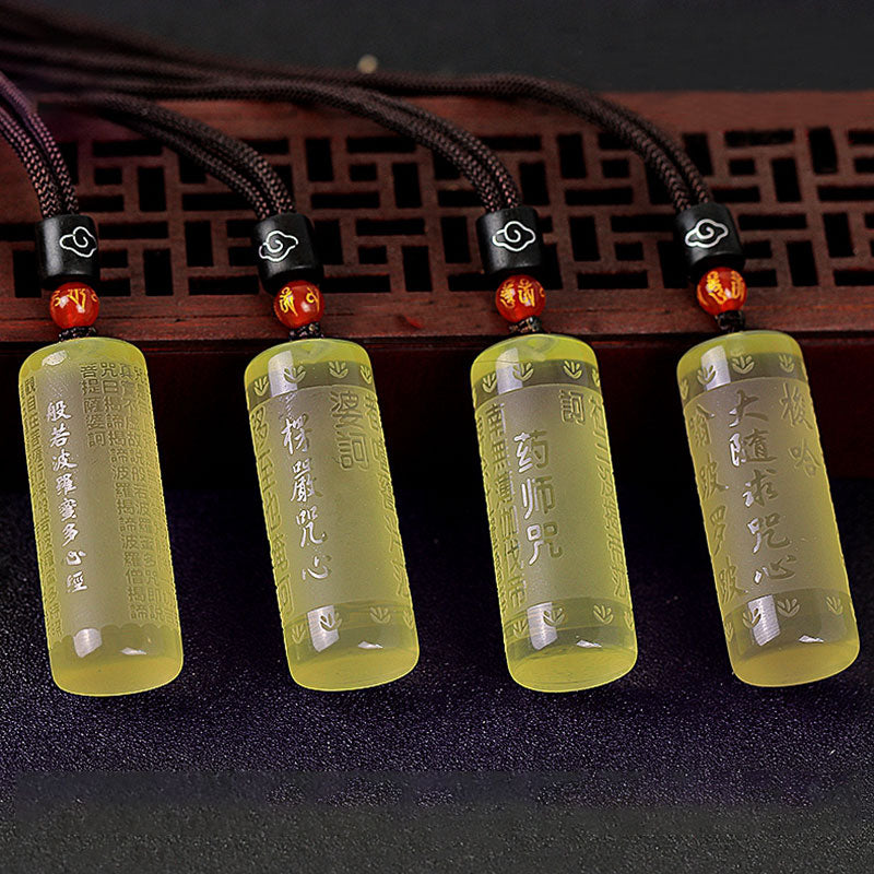 Colgante de collar de fuerza de felicidad de citrino de Sutra del corazón