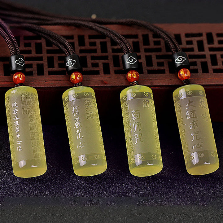 Colgante de collar de fuerza de felicidad de citrino de Sutra del corazón