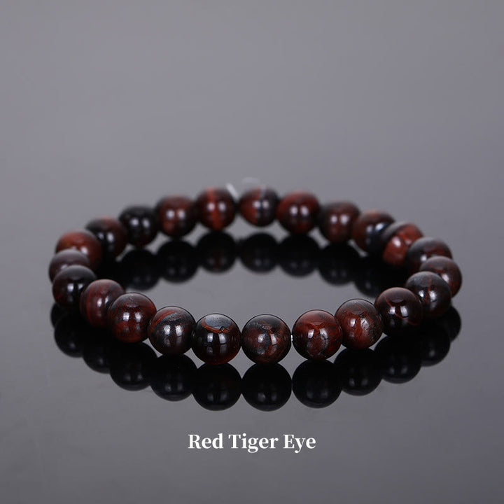 Pulsera de cuentas curativas de cuarzo con piedra natural de piedras de Buddha Stones - 8 mm - Ojo de tigre rojo - image 34