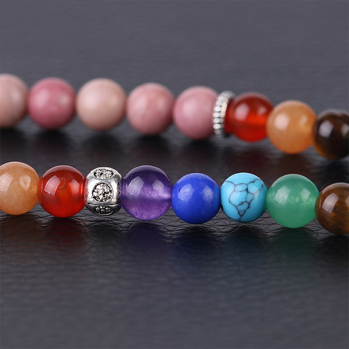 Pulsera curativa de lazulita de cristal azul Rodonita con 108 cuentas Mala de Buddha Stones
